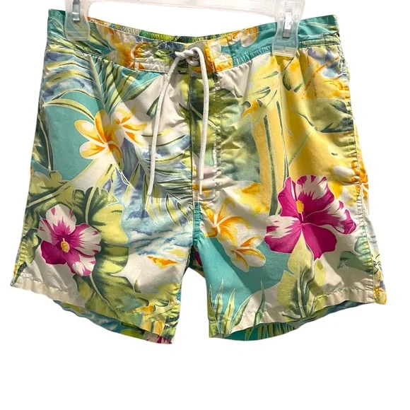 Polo Ralph Lauren Swimming Shorts Trunk Size M Beach Hawaiian Prints - Picture 2 of 14